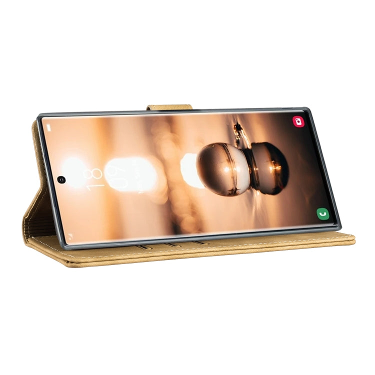 For Samsung Galaxy S25 Ultra 5G Pen Heart Cat Embossed Leather Phone Case(Apricot) - Galaxy S25 Ultra 5G Cases by PMC TechLife | Online Shopping South Africa | PMC TechLife | Buy Now Pay Later Mobicred