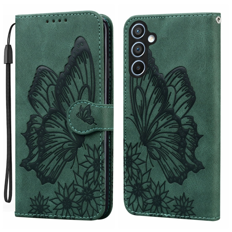 For Samsung Galaxy S25 5G Retro Skin Feel Butterflies Embossing Horizontal Flip Leather Phone Case(Green) - Galaxy S25 5G Cases by PMC TechLife | Online Shopping South Africa | PMC TechLife | Buy Now Pay Later Mobicred