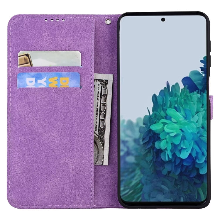 For Samsung Galaxy S25 5G Retro Skin Feel Butterflies Embossing Horizontal Flip Leather Phone Case(Purple) - Galaxy S25 5G Cases by PMC TechLife | Online Shopping South Africa | PMC TechLife | Buy Now Pay Later Mobicred