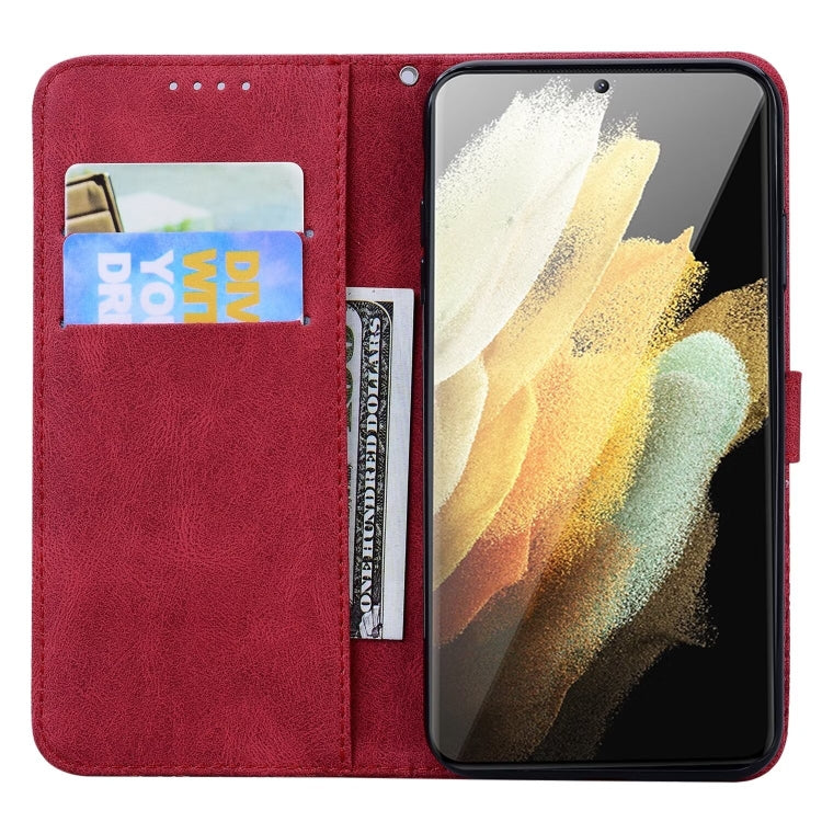For Samsung Galaxy S25 Ultra 5G Retro Skin Feel Butterflies Embossing Horizontal Flip Leather Phone Case(Red) - Galaxy S25 Ultra 5G Cases by PMC TechLife | Online Shopping South Africa | PMC TechLife | Buy Now Pay Later Mobicred