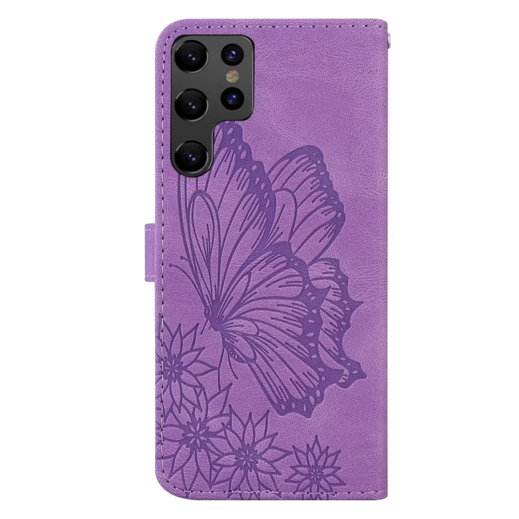 For Samsung Galaxy S25 Ultra 5G Retro Skin Feel Butterflies Embossing Horizontal Flip Leather Phone Case(Purple) - Galaxy S25 Ultra 5G Cases by PMC TechLife | Online Shopping South Africa | PMC TechLife | Buy Now Pay Later Mobicred
