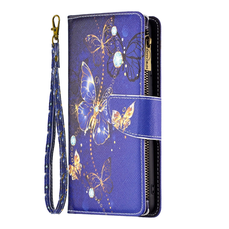 For Samsung Galaxy S25 5G Colored Drawing Pattern Zipper Leather Phone Case(Purple Butterfly) - Galaxy S25 5G Cases by PMC Jewellery | Online Shopping South Africa | PMC Jewellery | Buy Now Pay Later Mobicred