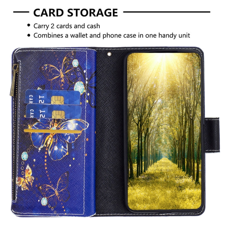 For Samsung Galaxy S25 5G Colored Drawing Pattern Zipper Leather Phone Case(Purple Butterfly) - Galaxy S25 5G Cases by PMC Jewellery | Online Shopping South Africa | PMC Jewellery | Buy Now Pay Later Mobicred