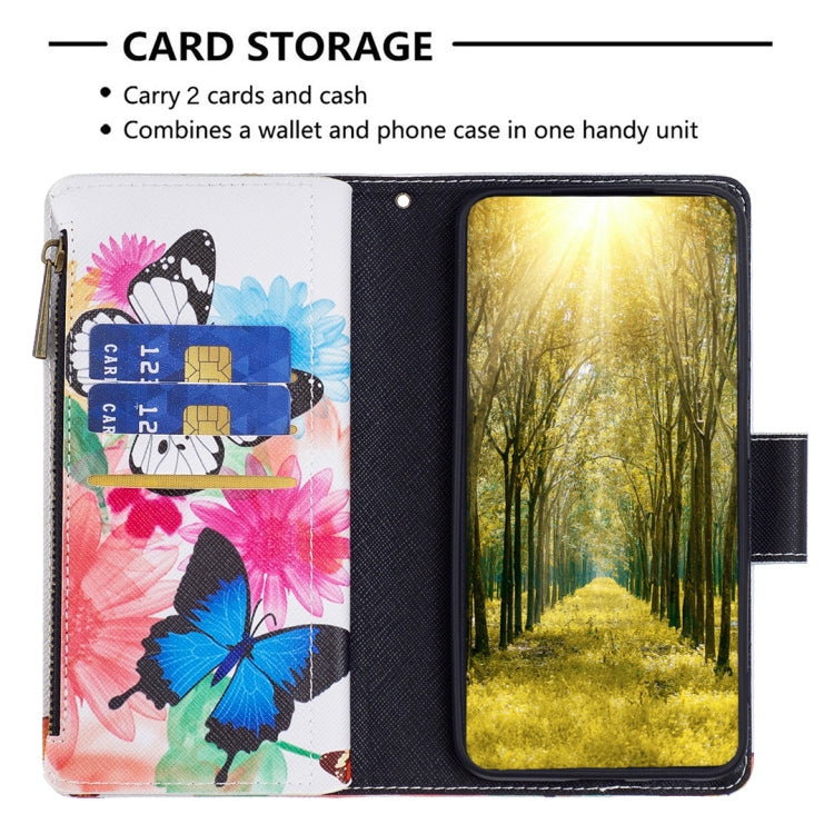 For Samsung Galaxy S25 5G Colored Drawing Pattern Zipper Leather Phone Case(Two Butterflies) - Galaxy S25 5G Cases by PMC Jewellery | Online Shopping South Africa | PMC Jewellery | Buy Now Pay Later Mobicred