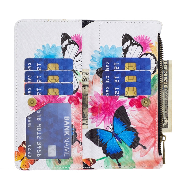 For Samsung Galaxy S25 5G Colored Drawing Pattern Zipper Leather Phone Case(Two Butterflies) - Galaxy S25 5G Cases by PMC Jewellery | Online Shopping South Africa | PMC Jewellery | Buy Now Pay Later Mobicred