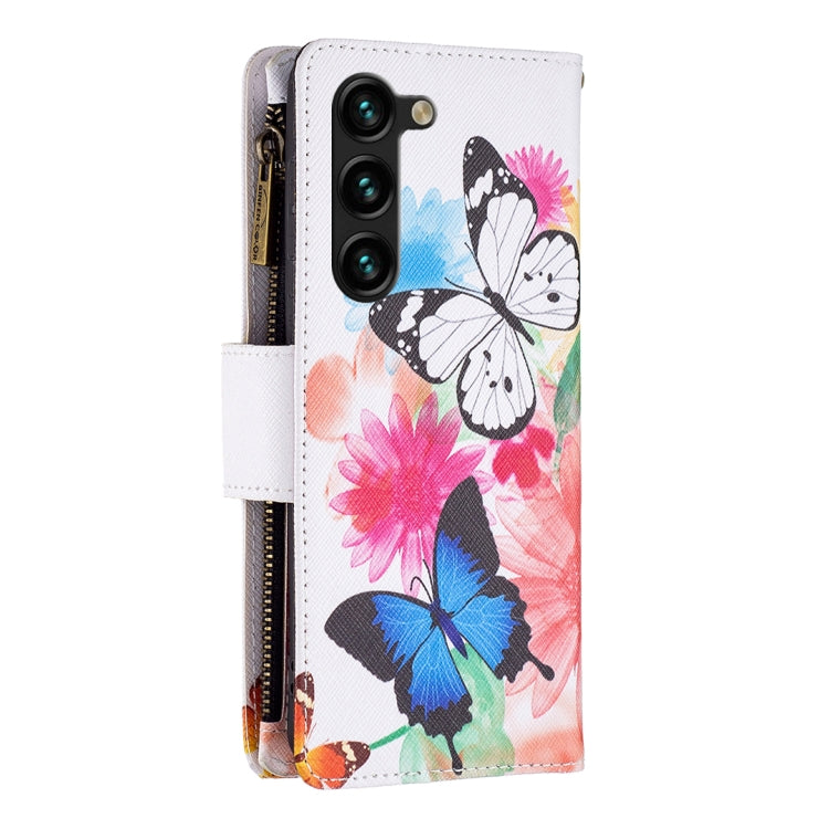 For Samsung Galaxy S25+ 5G Colored Drawing Pattern Zipper Leather Phone Case(Two Butterflies) - Galaxy S25+ 5G Cases by PMC Jewellery | Online Shopping South Africa | PMC Jewellery | Buy Now Pay Later Mobicred