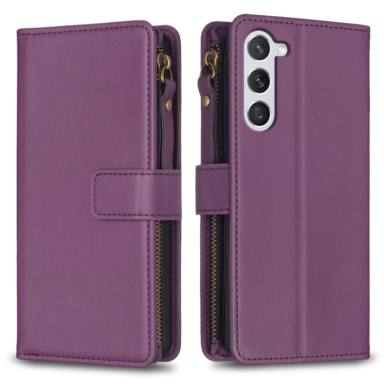 For Samsung Galaxy S25 5G 9 Card Slots Zipper Wallet Leather Flip Phone Case(Dark Purple) - Galaxy S25 5G Cases by PMC TechLife | Online Shopping South Africa | PMC TechLife | Buy Now Pay Later Mobicred