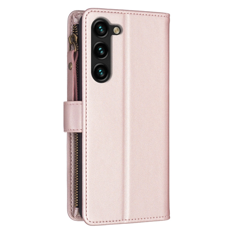 For Samsung Galaxy S25+ 5G 9 Card Slots Zipper Wallet Leather Flip Phone Case(Rose Gold) - Galaxy S25+ 5G Cases by PMC TechLife | Online Shopping South Africa | PMC TechLife | Buy Now Pay Later Mobicred