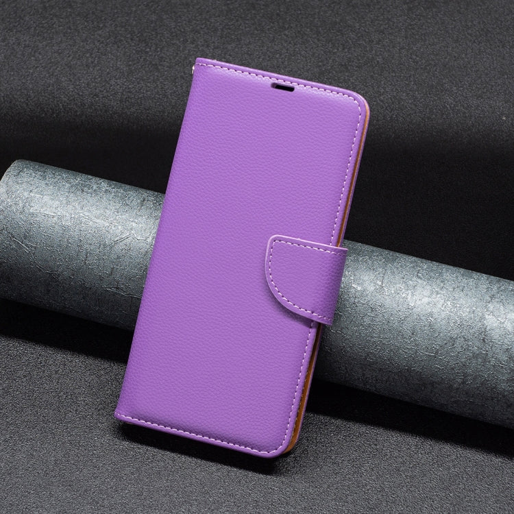 For Samsung Galaxy S25 5G Litchi Texture Pure Color Flip Leather Phone Case(Purple) - Galaxy S25 5G Cases by PMC TechLife | Online Shopping South Africa | PMC TechLife | Buy Now Pay Later Mobicred
