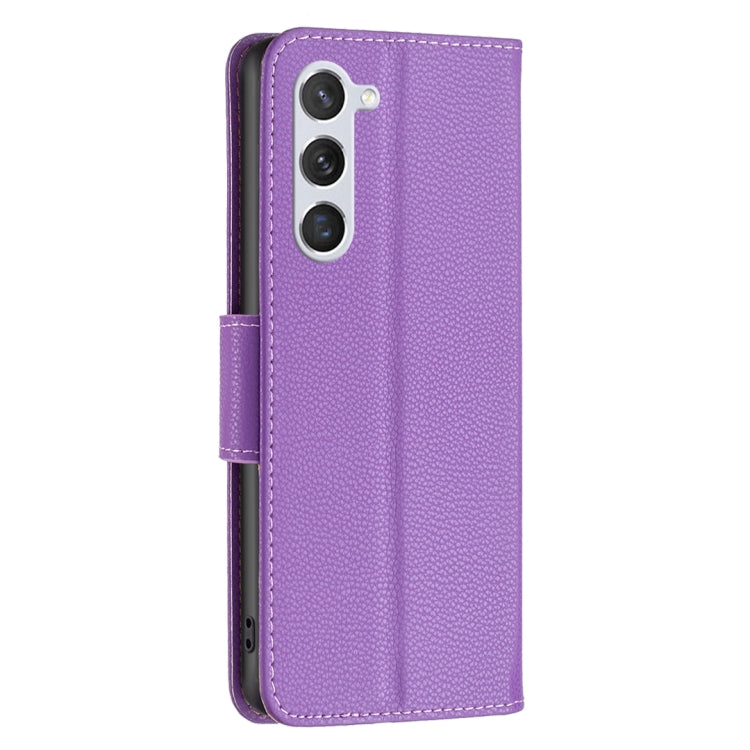 For Samsung Galaxy S25 5G Litchi Texture Pure Color Flip Leather Phone Case(Purple) - Galaxy S25 5G Cases by PMC TechLife | Online Shopping South Africa | PMC TechLife | Buy Now Pay Later Mobicred