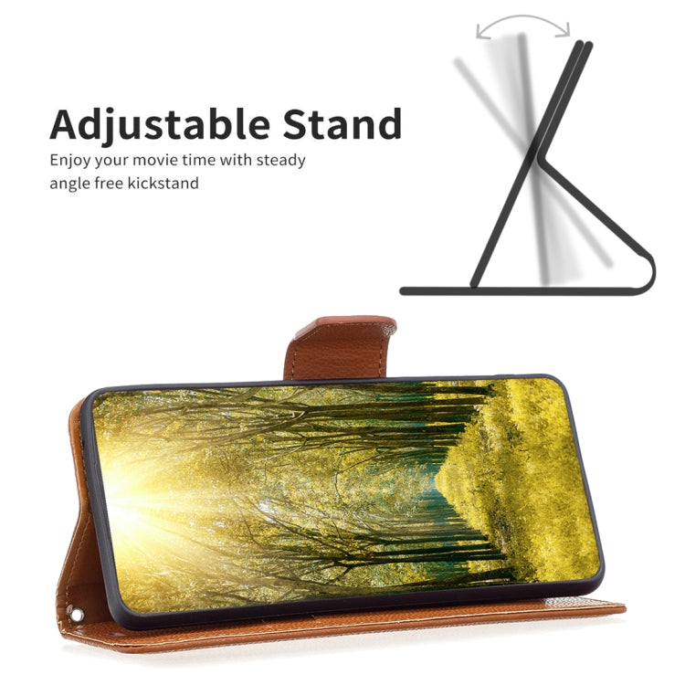 For Samsung Galaxy S25 5G Litchi Texture Pure Color Flip Leather Phone Case(Brown) - Galaxy S25 5G Cases by PMC TechLife | Online Shopping South Africa | PMC TechLife | Buy Now Pay Later Mobicred