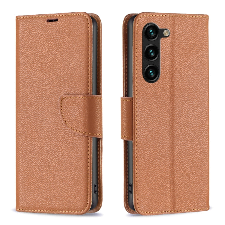 For Samsung Galaxy S25+ 5G Litchi Texture Pure Color Flip Leather Phone Case(Brown) - Galaxy S25+ 5G Cases by PMC TechLife | Online Shopping South Africa | PMC TechLife | Buy Now Pay Later Mobicred
