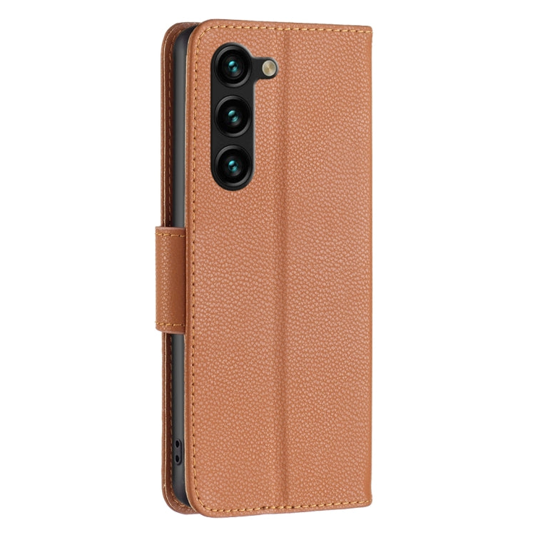 For Samsung Galaxy S25+ 5G Litchi Texture Pure Color Flip Leather Phone Case(Brown) - Galaxy S25+ 5G Cases by PMC TechLife | Online Shopping South Africa | PMC TechLife | Buy Now Pay Later Mobicred