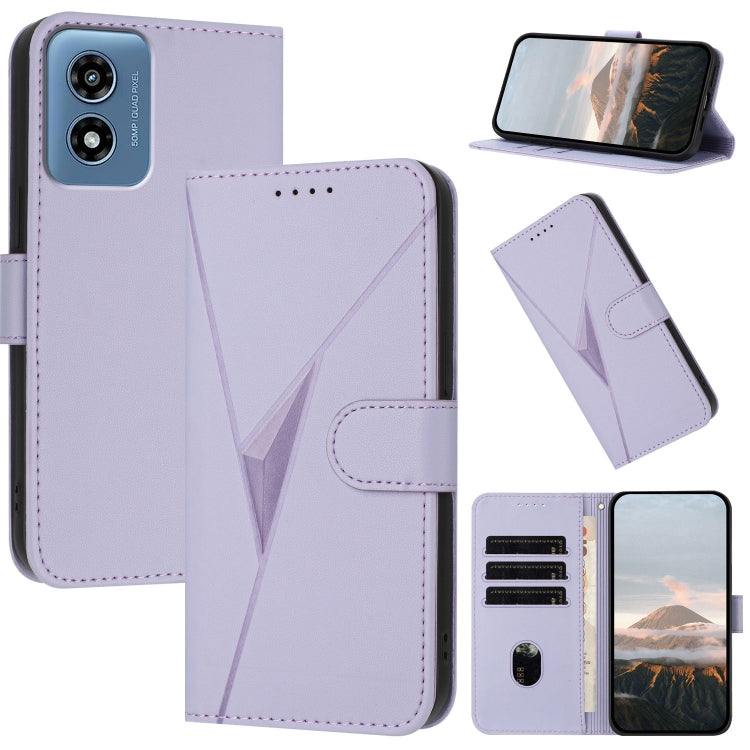 For Motorola Moto G Play 4G 2024 Triangle Pattern Buckle Clasp Leather Phone Case(Light Purple) - Motorola Cases by PMC Jewellery | Online Shopping South Africa | PMC Jewellery | Buy Now Pay Later Mobicred