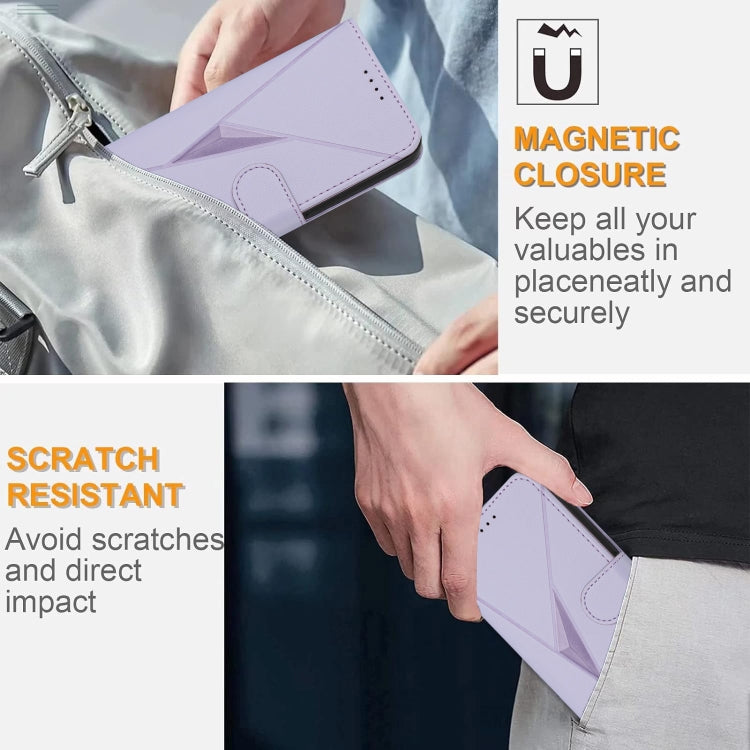 For Motorola Moto G Play 4G 2024 Triangle Pattern Buckle Clasp Leather Phone Case(Light Purple) - Motorola Cases by PMC Jewellery | Online Shopping South Africa | PMC Jewellery | Buy Now Pay Later Mobicred