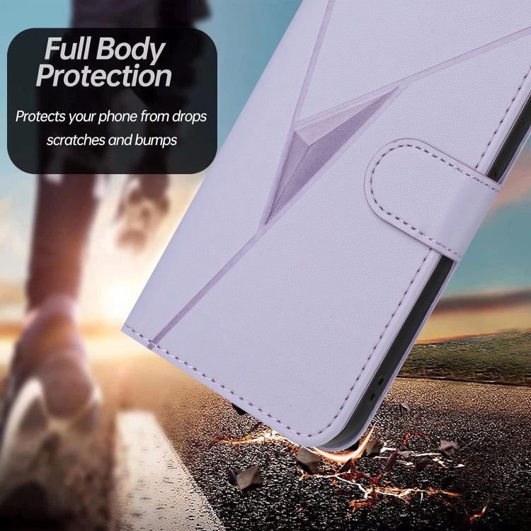 For Motorola Moto G Play 4G 2024 Triangle Pattern Buckle Clasp Leather Phone Case(Light Purple) - Motorola Cases by PMC Jewellery | Online Shopping South Africa | PMC Jewellery | Buy Now Pay Later Mobicred