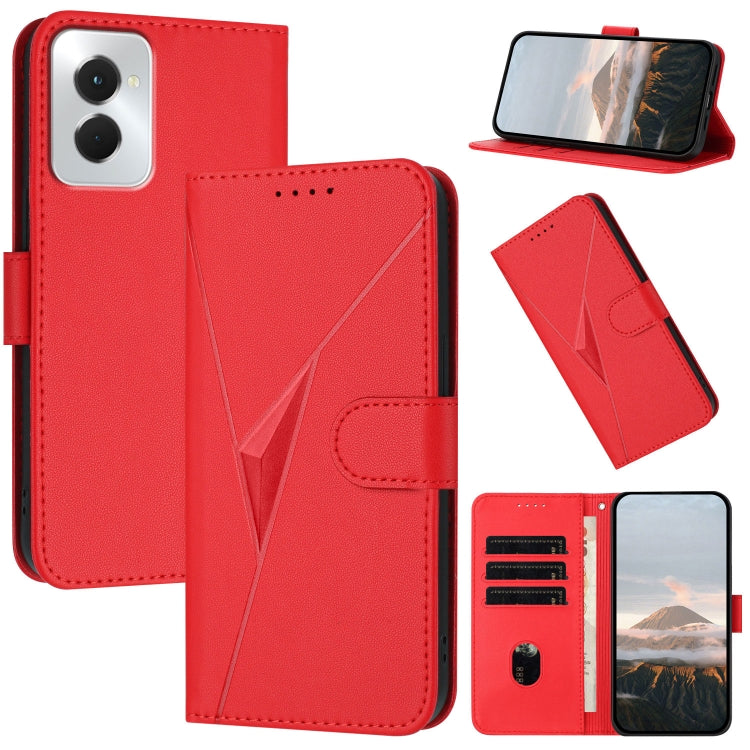 For Motorola Moto G Power 2024 Triangle Pattern Buckle Clasp Leather Phone Case(Red) - free shipping - PMC Jewellery - Order now!