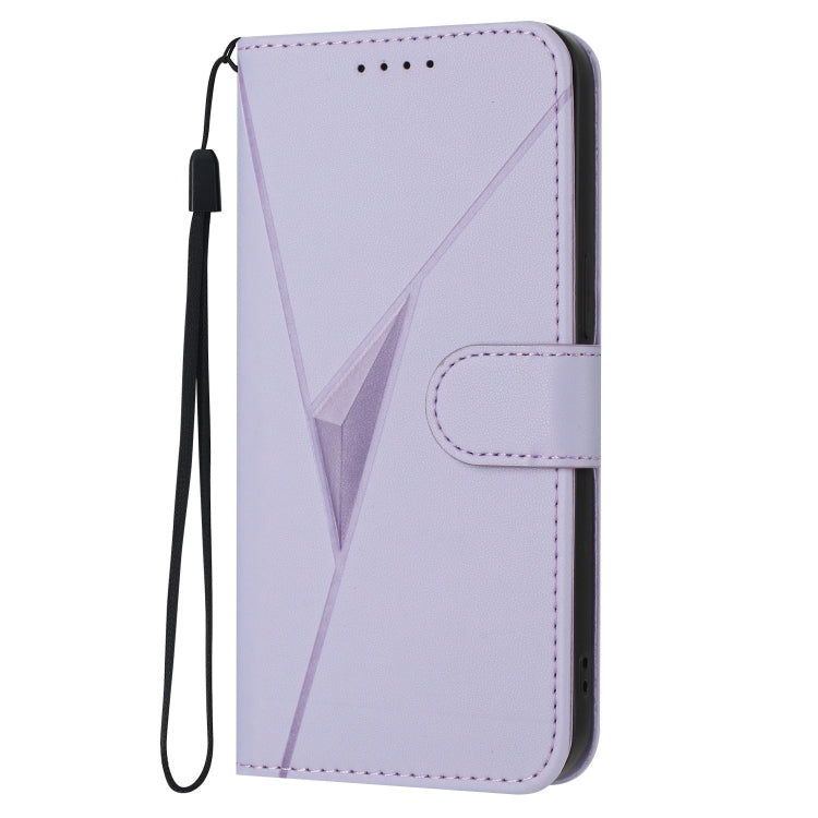 For Motorola Moto G Power 2024 Triangle Pattern Buckle Clasp Leather Phone Case(Light Purple) - Motorola Cases by PMC Jewellery | Online Shopping South Africa | PMC Jewellery | Buy Now Pay Later Mobicred