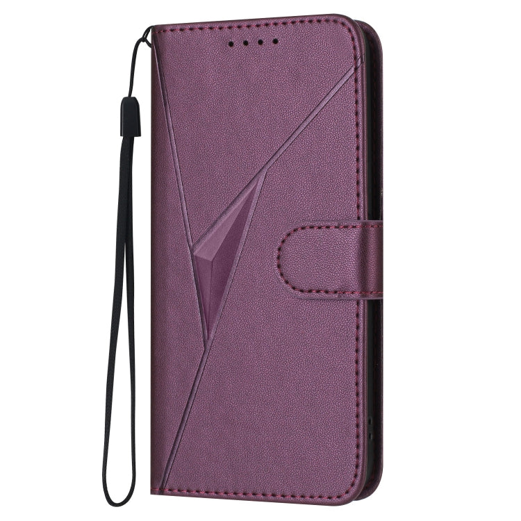 For Motorola Moto G Stylus 2024 Triangle Pattern Buckle Clasp Leather Phone Case(Dark Purple) - free shipping - PMC Jewellery - Order now!