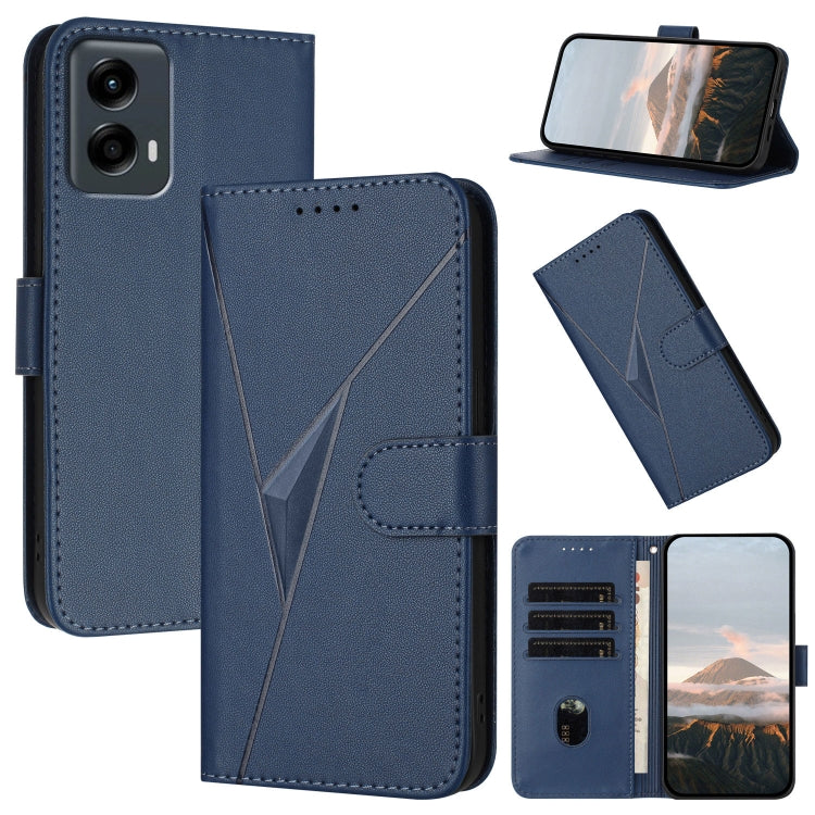 For Motorola Moto G 5G 2024 Triangle Pattern Buckle Clasp Leather Phone Case(Royal Blue) - Motorola Cases by PMC Jewellery | Online Shopping South Africa | PMC Jewellery | Buy Now Pay Later Mobicred