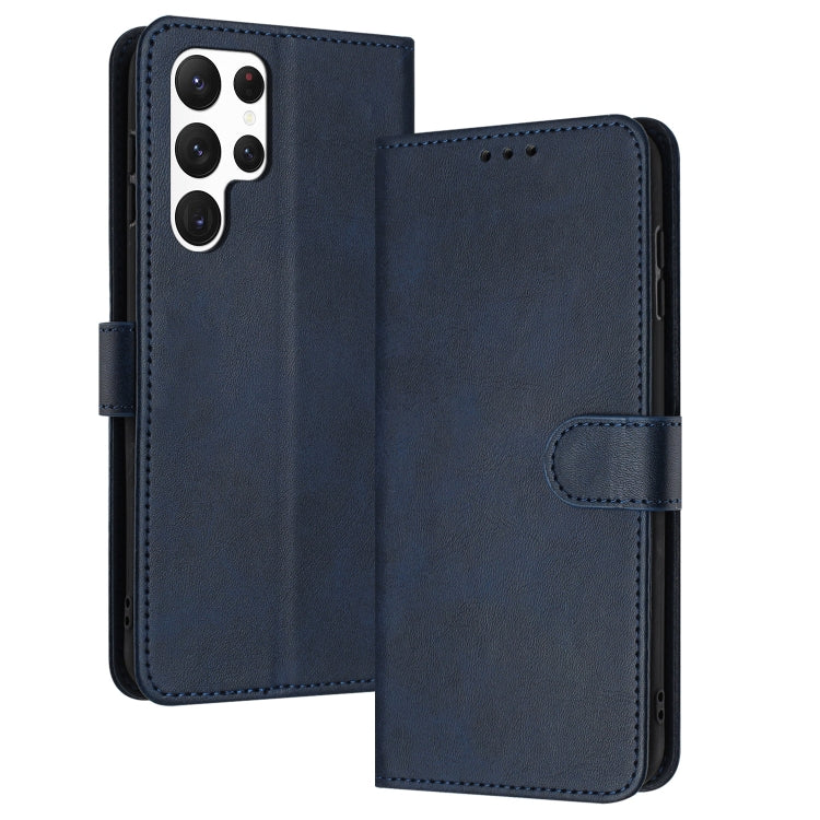 For Samsung Galaxy S25 Ultra 5G Solid Calf Texture Flip Leather Phone Case(Dark Blue) - Galaxy S25 Ultra 5G Cases by PMC TechLife | Online Shopping South Africa | PMC TechLife | Buy Now Pay Later Mobicred