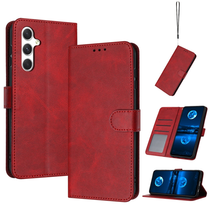 For Samsung Galaxy S25 / S24 5G Solid Calf Texture Flip Leather Phone Case(Red) - Galaxy S25 5G Cases by PMC TechLife | Online Shopping South Africa | PMC TechLife | Buy Now Pay Later Mobicred
