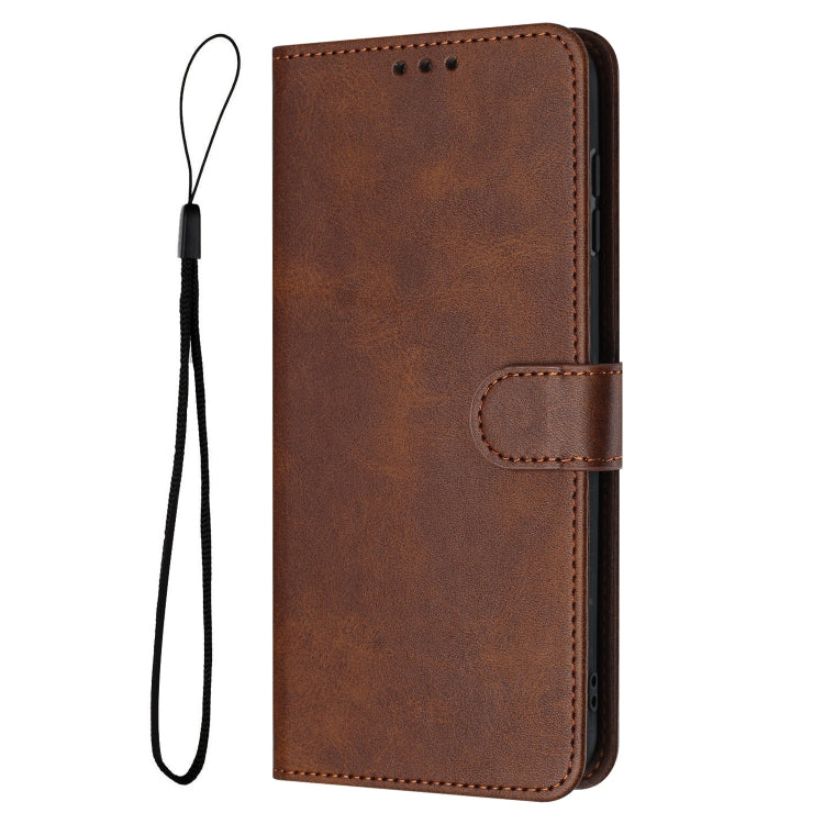 For Samsung Galaxy S25 / S24 5G Solid Calf Texture Flip Leather Phone Case(Brown) - Galaxy S25 5G Cases by PMC TechLife | Online Shopping South Africa | PMC TechLife | Buy Now Pay Later Mobicred