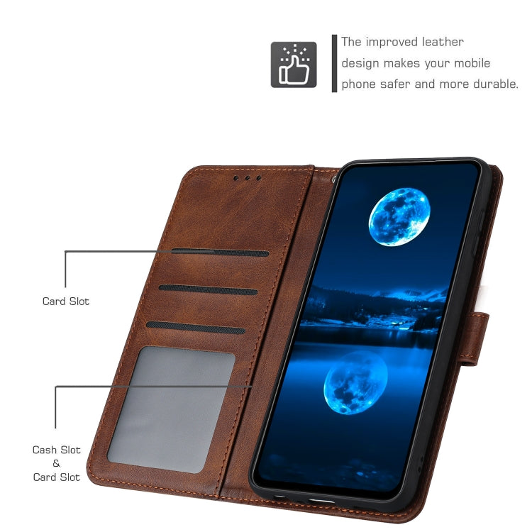 For Samsung Galaxy S25+ / S24+ 5G Solid Calf Texture Flip Leather Phone Case(Brown) - Galaxy S25+ 5G Cases by PMC TechLife | Online Shopping South Africa | PMC TechLife | Buy Now Pay Later Mobicred