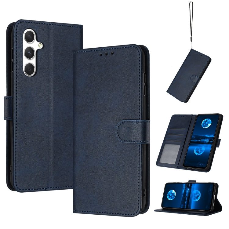 For Samsung Galaxy S25+ / S24+ 5G Solid Calf Texture Flip Leather Phone Case(Dark Blue) - Galaxy S25+ 5G Cases by PMC TechLife | Online Shopping South Africa | PMC TechLife | Buy Now Pay Later Mobicred
