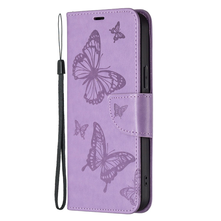 For Samsung Galaxy S25 5G Embossing Two Butterflies Pattern Leather Phone Case(Purple) - Galaxy S25 5G Cases by PMC Jewellery | Online Shopping South Africa | PMC Jewellery | Buy Now Pay Later Mobicred