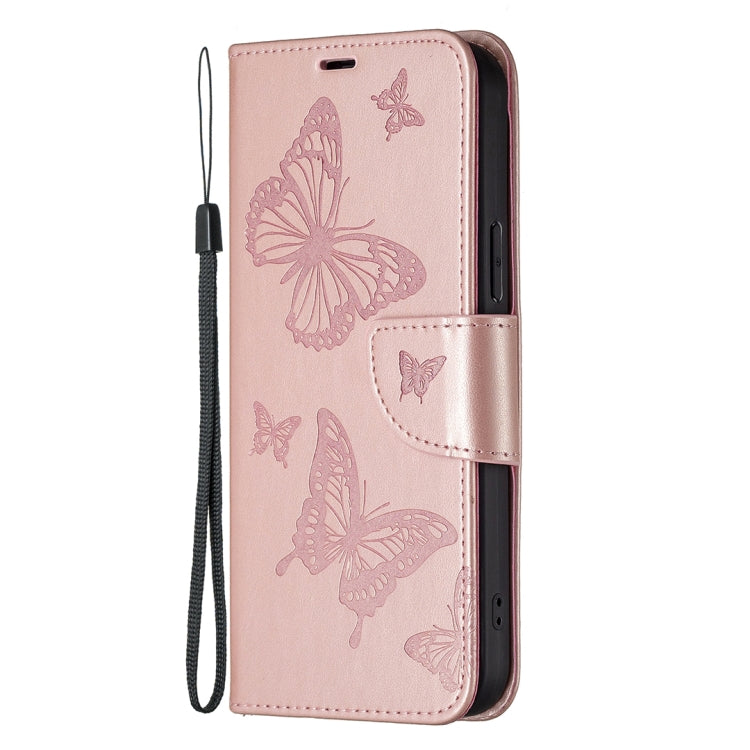 For Samsung Galaxy S25+ 5G Embossing Two Butterflies Pattern Leather Phone Case(Rose Gold) - Galaxy S25+ 5G Cases by PMC Jewellery | Online Shopping South Africa | PMC Jewellery | Buy Now Pay Later Mobicred