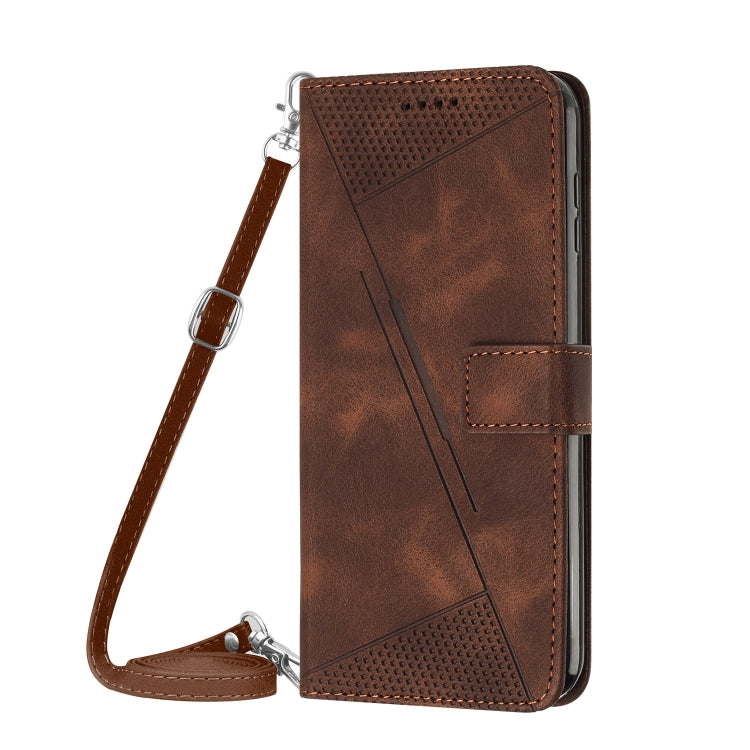 For Samsung Galaxy S25 / S24 5G Dream Triangle Leather Phone Case with Long Lanyard(Brown) - Galaxy S25 5G Cases by PMC Jewellery | Online Shopping South Africa | PMC Jewellery | Buy Now Pay Later Mobicred