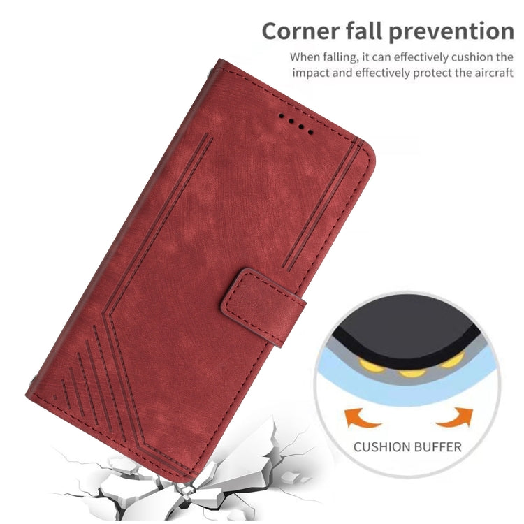 For Samsung Galaxy S25 Ultra 5G Skin Feel Stripe Pattern Leather Phone Case with Long Lanyard(Red) - Galaxy S25 Ultra 5G Cases by PMC Jewellery | Online Shopping South Africa | PMC Jewellery | Buy Now Pay Later Mobicred
