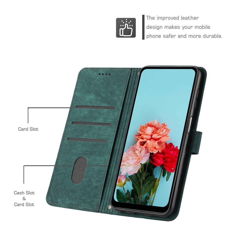 For Samsung Galaxy S25 / S24 5G Skin Feel Stripe Pattern Leather Phone Case with Long Lanyard(Green) - Galaxy S25 5G Cases by PMC Jewellery | Online Shopping South Africa | PMC Jewellery | Buy Now Pay Later Mobicred