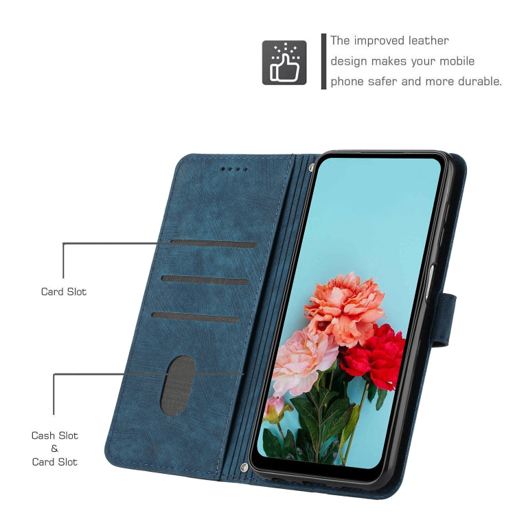For Samsung Galaxy S25 / S24 5G Skin Feel Stripe Pattern Leather Phone Case with Long Lanyard(Blue) - Galaxy S25 5G Cases by PMC Jewellery | Online Shopping South Africa | PMC Jewellery | Buy Now Pay Later Mobicred