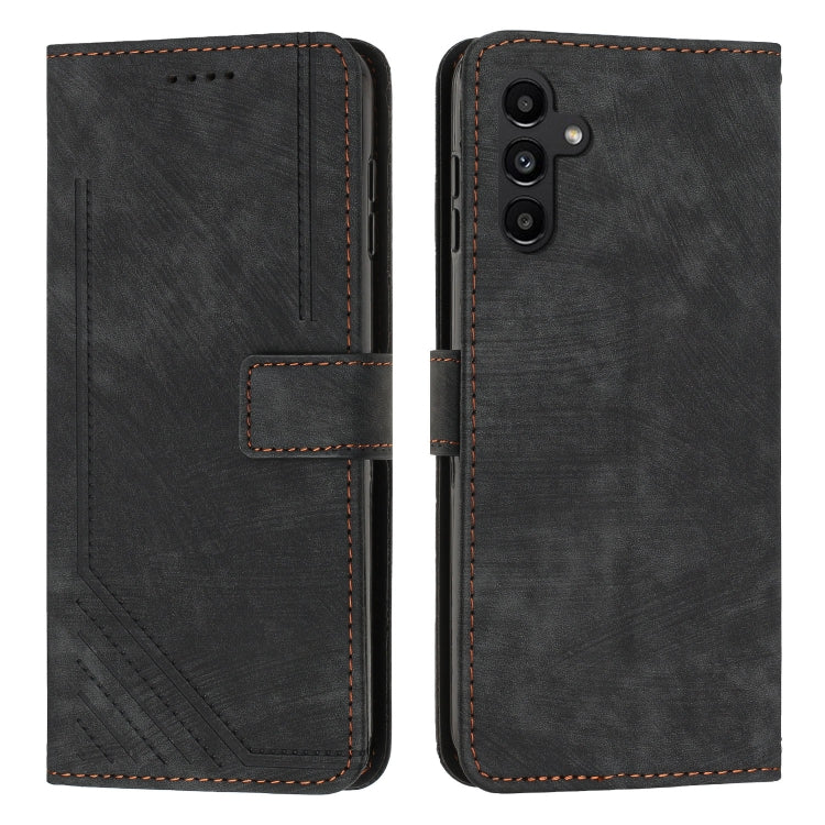 For Samsung Galaxy S25+ / S24+ 5G Skin Feel Stripe Pattern Leather Phone Case with Long Lanyard(Black) - Galaxy S25+ 5G Cases by PMC Jewellery | Online Shopping South Africa | PMC Jewellery | Buy Now Pay Later Mobicred