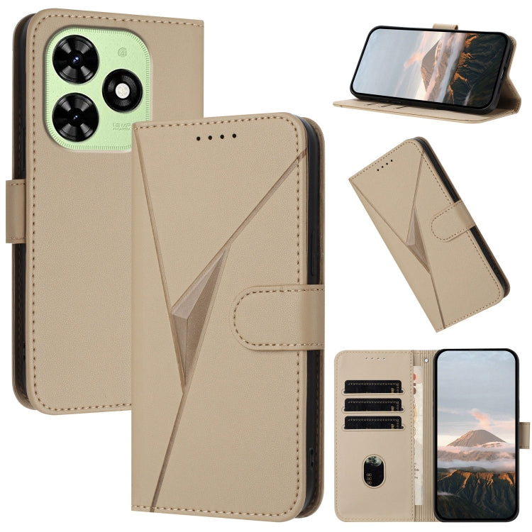 For Tecno Spark Go 2024 Triangle Pattern Buckle Clasp Leather Phone Case(Gold) - Tecno Cases by PMC Jewellery | Online Shopping South Africa | PMC Jewellery | Buy Now Pay Later Mobicred