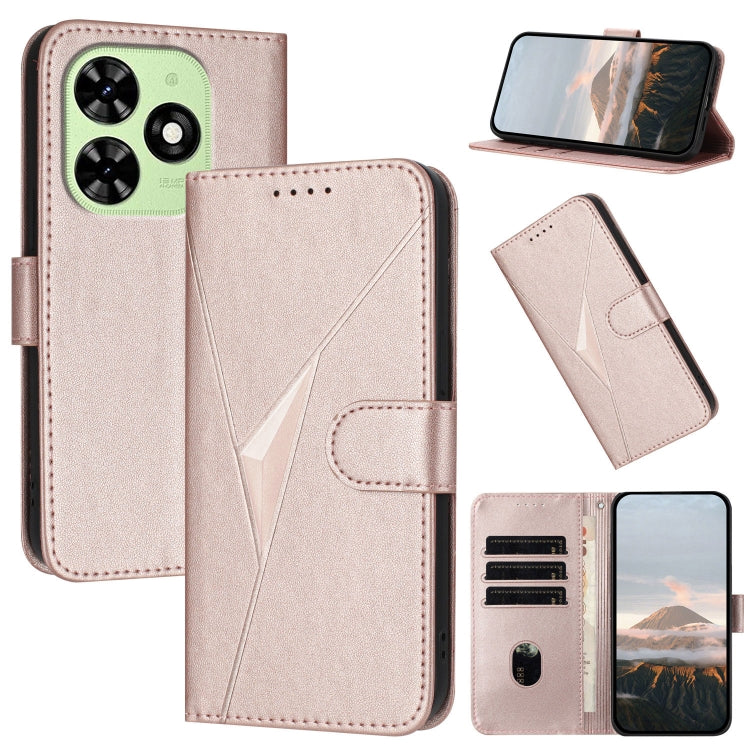 For Tecno Spark Go 2024 Triangle Pattern Buckle Clasp Leather Phone Case(Rose Gold) - Tecno Cases by PMC Jewellery | Online Shopping South Africa | PMC Jewellery | Buy Now Pay Later Mobicred