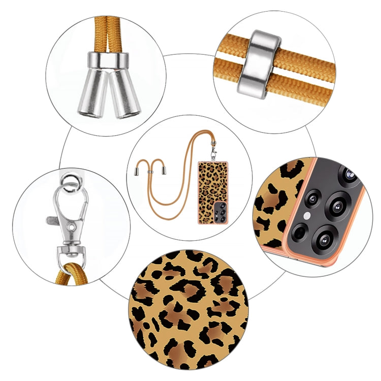 For Samsung Galaxy S25 Ultra 5G Electroplating Dual-side IMD Phone Case with Lanyard(Leopard Print) - Galaxy S25 Ultra 5G Cases by PMC TechLife | Online Shopping South Africa | PMC TechLife | Buy Now Pay Later Mobicred
