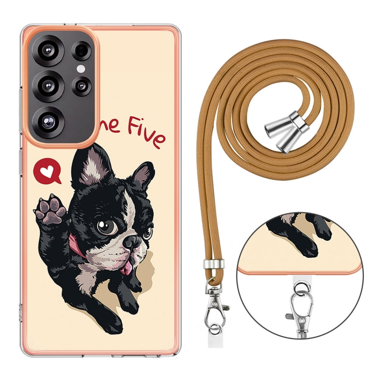 For Samsung Galaxy S25 Ultra 5G Electroplating Dual-side IMD Phone Case with Lanyard(Lucky Dog) - Galaxy S25 Ultra 5G Cases by PMC TechLife | Online Shopping South Africa | PMC TechLife | Buy Now Pay Later Mobicred