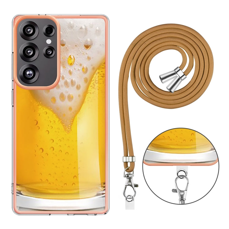 For Samsung Galaxy S25 Ultra 5G Electroplating Dual-side IMD Phone Case with Lanyard(Draft Beer) - free shipping - PMC TechLife - Order now!