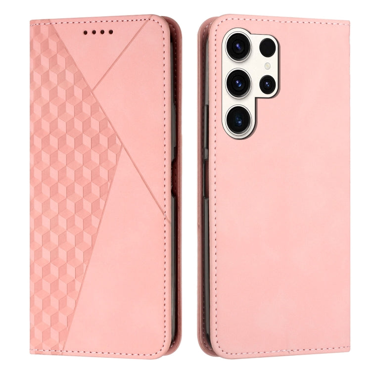 For Samsung Galaxy S25 Ultra 5G Diamond Splicing Skin Feel Magnetic Leather Phone Case(Rose Gold) - Galaxy S25 Ultra 5G Cases by PMC TechLife | Online Shopping South Africa | PMC TechLife | Buy Now Pay Later Mobicred
