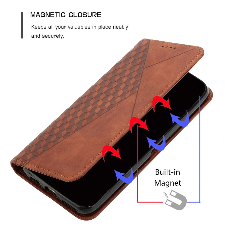 For Samsung Galaxy S25+ / S24+ 5G Diamond Splicing Skin Feel Magnetic Leather Phone Case(Brown) - Galaxy S25 5G Cases by PMC Jewellery | Online Shopping South Africa | PMC Jewellery | Buy Now Pay Later Mobicred