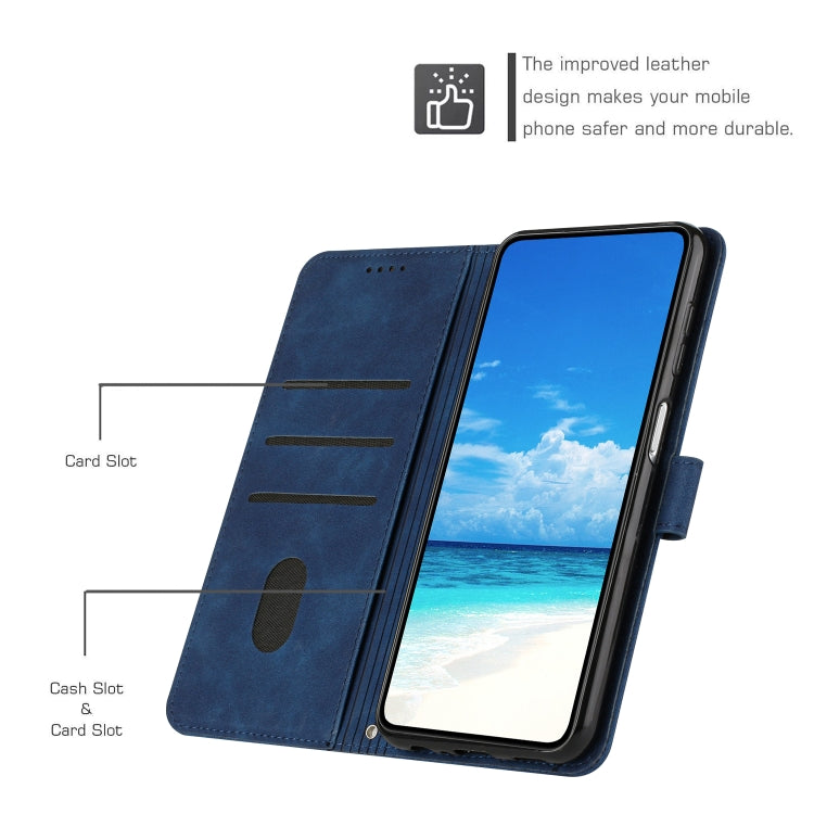 For Samsung Galaxy S25 Ultra 5G Skin Feel Heart Embossed Leather Phone Case with Long Lanyard(Blue) - Galaxy S25 Ultra 5G Cases by PMC TechLife | Online Shopping South Africa | PMC TechLife | Buy Now Pay Later Mobicred