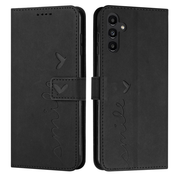 For Samsung Galaxy S25+ / S24+ 5G Skin Feel Heart Embossed Leather Phone Case with Long Lanyard(Black) - Galaxy S25+ 5G Cases by PMC TechLife | Online Shopping South Africa | PMC TechLife | Buy Now Pay Later Mobicred