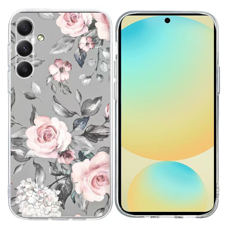 For Samsung Galaxy S25 FE 5G Colorful Painting Pattern TPU Phone Case(Flowers On Grey) - free shipping - PMC Jewellery - Order now!