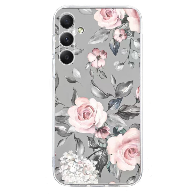 For Samsung Galaxy S25 FE 5G Colorful Painting Pattern TPU Phone Case(Flowers On Grey) - free shipping - PMC Jewellery - Order now!