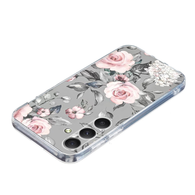 For Samsung Galaxy S25 FE 5G Colorful Painting Pattern TPU Phone Case(Flowers On Grey) - free shipping - PMC Jewellery - Order now!