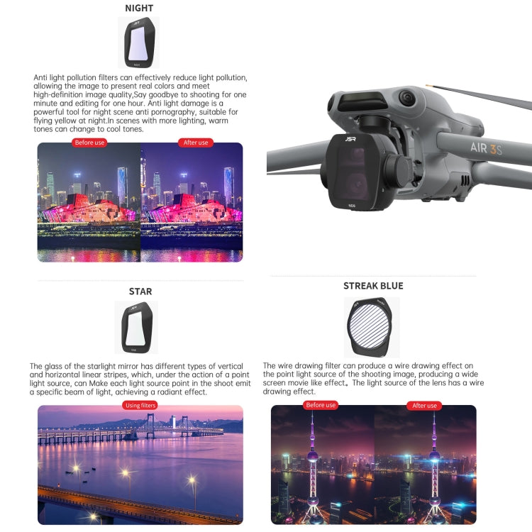 For DJI Air 3S JSR CB Series Drone Lens Filter, Filter:ND16 - free shipping - PMC TechLife - Order now!