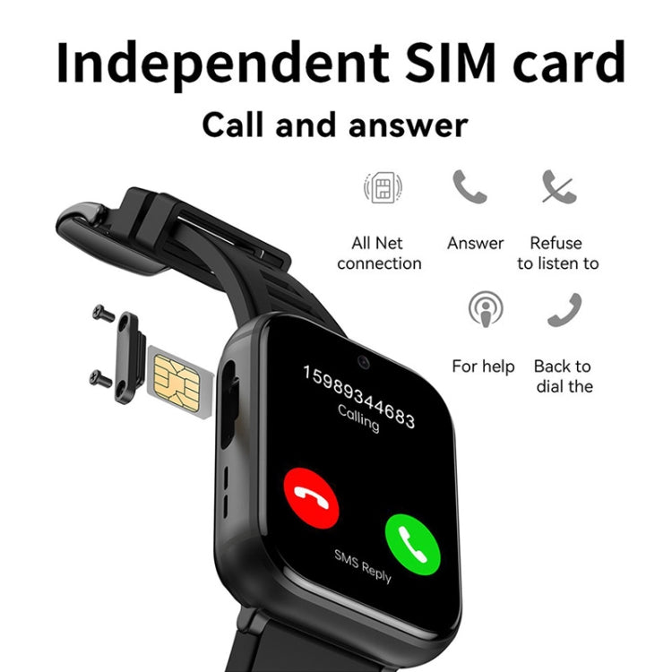 UNIWA DM66 4G Calling Smart Watch, 2GB+16GB, 1.99 inch IPS Screen Android 9.0 Support WiFi GPS(Black) - free shipping - PMC TechLife - Order now!